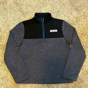 EUC Vineyard Vines Boys Medium Navy Blue Black Performance Shep Shirt